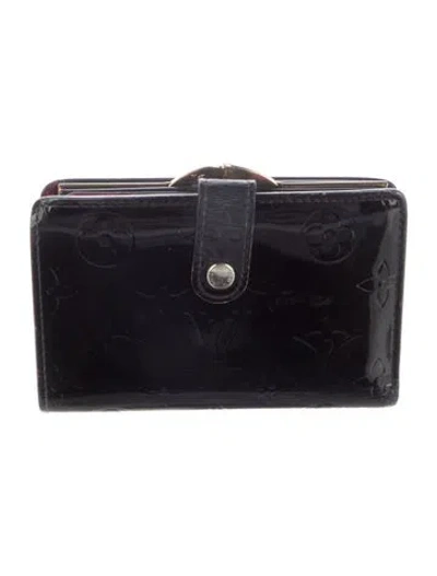 Pre-owned Louis Vuitton 2005 Monogram Vernis French Purse In Black
