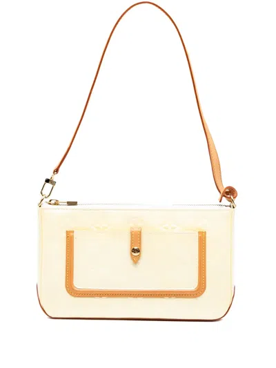 Pre-owned Louis Vuitton 2005 Monogram Vernis Mallory Square Shoulder Bag In White