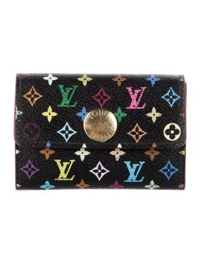 Pre-owned Louis Vuitton 2005 Multicolore Monogram Pattern Card Holder In Black