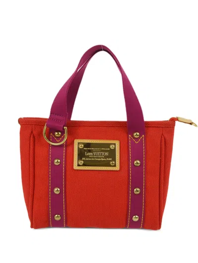 Pre-owned Louis Vuitton 2005 Pm Antigua Cabas Tote Bag In Red