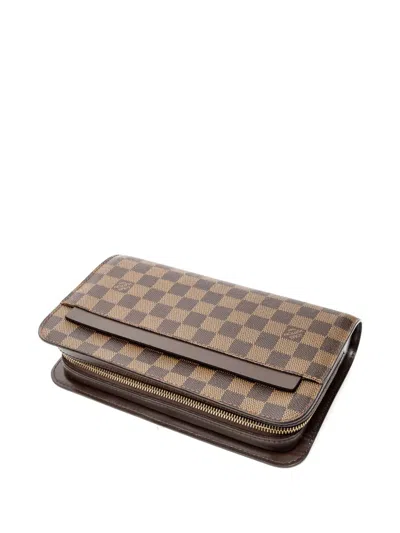 Pre-owned Louis Vuitton 2005 Saint Louis Damier Ebène Clutch Bag In Brown