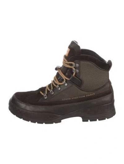 Pre-owned Louis Vuitton 2005 Suede Hiking Boots In Brown