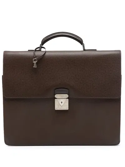 Pre-owned Louis Vuitton 2005 Taiga Laguito Business Bag In Brown