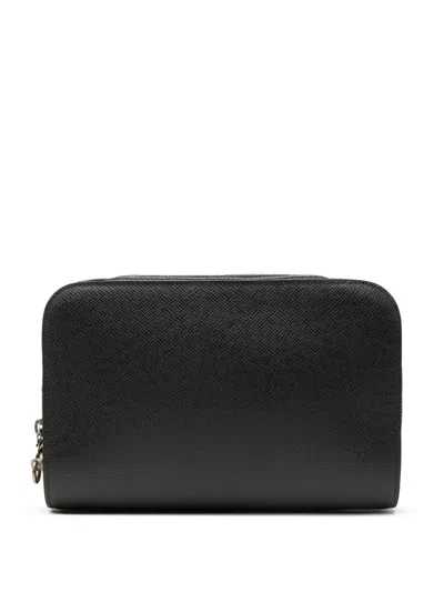 Pre-owned Louis Vuitton 2005 Taiga Pochette Baikal Clutch Bag In Black
