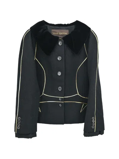 Pre-owned Louis Vuitton 2005 Velvet-collar Piped Jacket In Black