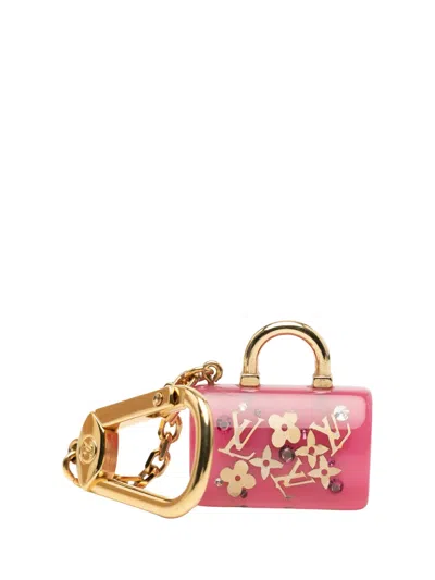 Pre-owned Louis Vuitton 2005-2012 Resin Speedy Inclusion Holder And Bag Charm Key Chain In Gold