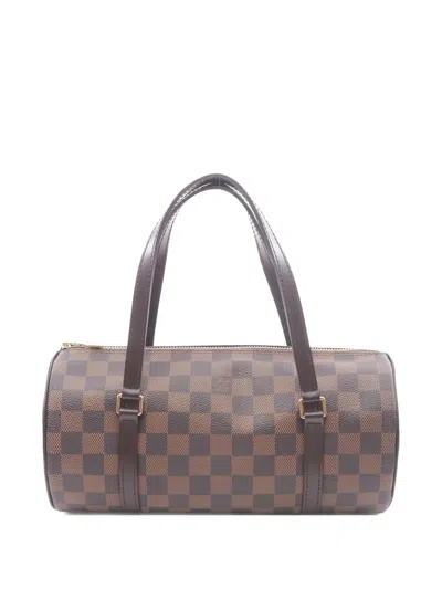 Pre-owned Louis Vuitton 2006 26 Papillon Damier Ebene Cylinder Tote Bag In Brown