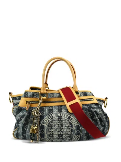 Pre-owned Louis Vuitton 2006 Cabas Raye Gm Tote Bag In Blue