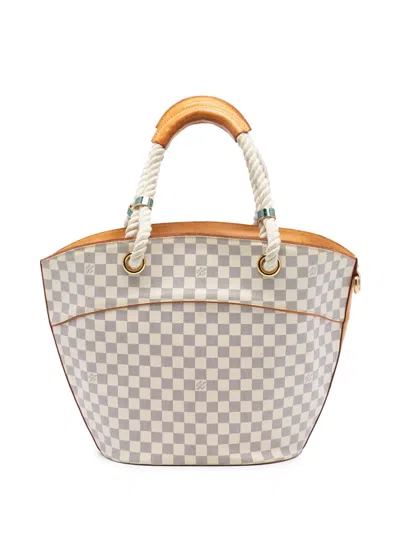 Pre-owned Louis Vuitton 2006 Damier Azur Pampelonne Pm Tote Bag In White