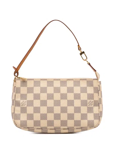 Pre-owned Louis Vuitton 2006 Damier Azur Pochette Accessoires Shoulder Bag In White