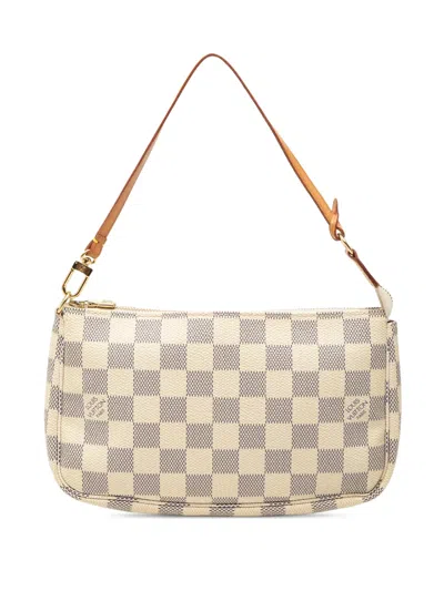 Pre-owned Louis Vuitton 2006 Damier Azur Pochette Accessoires Shoulder Bag In White