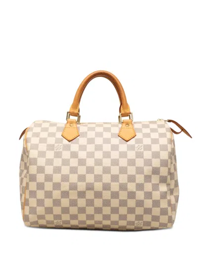 Pre-owned Louis Vuitton 2006 Damier Azur Speedy 30 Boston Bag In White