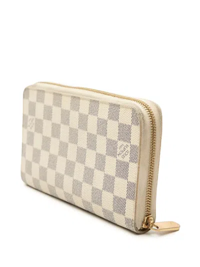 Pre-owned Louis Vuitton 2006 Damier Azur Zippy Wallet Long Wallets In White