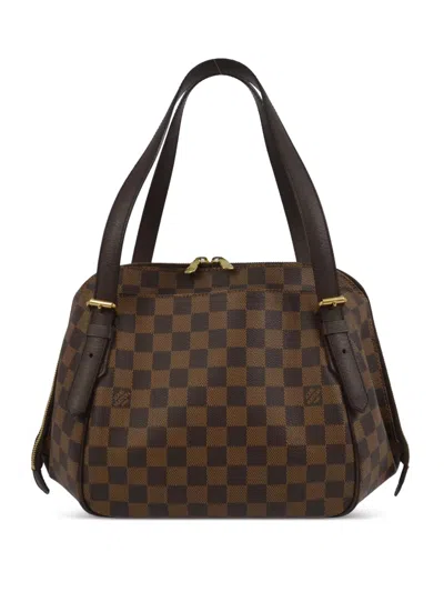 Pre-owned Louis Vuitton 2006 Damier Ebène Belem Mm Handbag In Brown