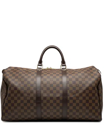 Pre-owned Louis Vuitton 2006 Damier Ebene Keepall 50 Travel Bag In Brown