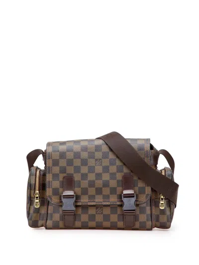 Pre-owned Louis Vuitton 2006 Damier Ebene Melville Reporter Crossbody Bag In Brown