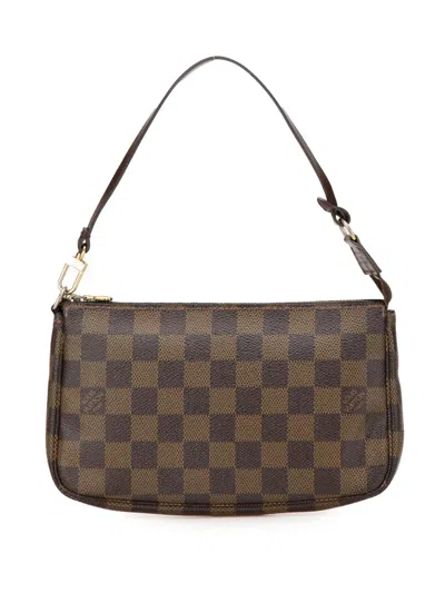 Pre-owned Louis Vuitton 2006 Damier Ebene Pochette Accessoires Shoulder Bag In Brown