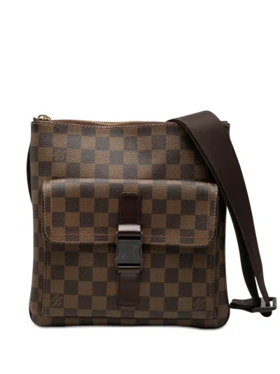 Pre-owned Louis Vuitton 2006 Damier Ebene Pochette Melville Crossbody Bag In Brown