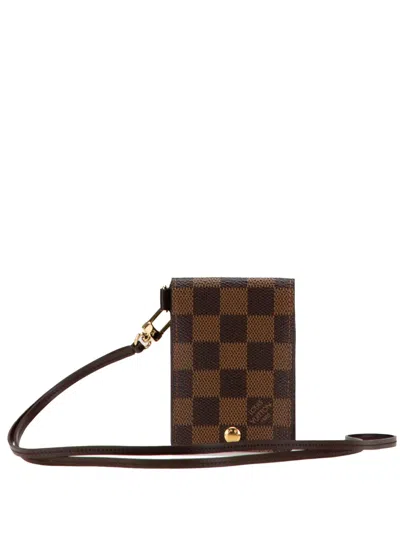 Pre-owned Louis Vuitton 2006 Damier Ebene Porte Carte Id Bandouliere Crossbody Bag