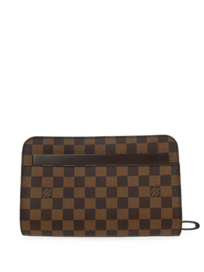 Pre-owned Louis Vuitton 2006 Damier Ebène Saint Louis Clutch Bag In Brown