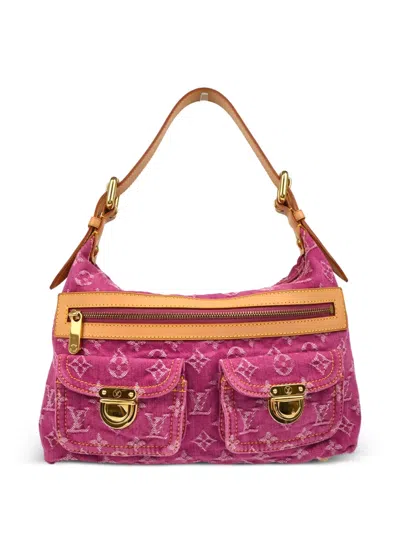 Pre-owned Louis Vuitton 2006 Denim Baggy Pm Shoulder Bag In Pink