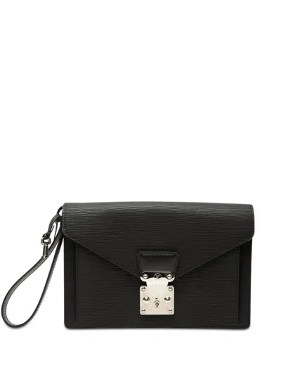 Pre-owned Louis Vuitton 2006 Epi Pochette Sellier Dragonne Clutch Bag In Black