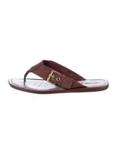 Pre-owned Louis Vuitton 2006 Leather Slides In Brown