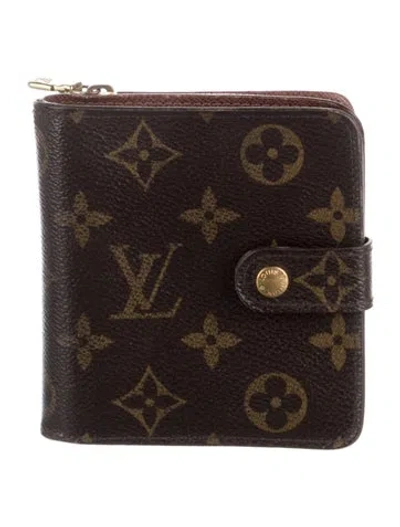 Pre-owned Louis Vuitton 2006 Lv Monogram Compact Wallet In Brown