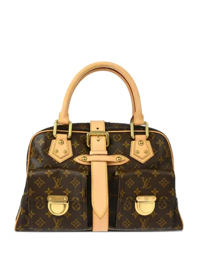 Pre-owned Louis Vuitton 2006 Manhattan Gm Monogram Pockets Tote Bag In Brown