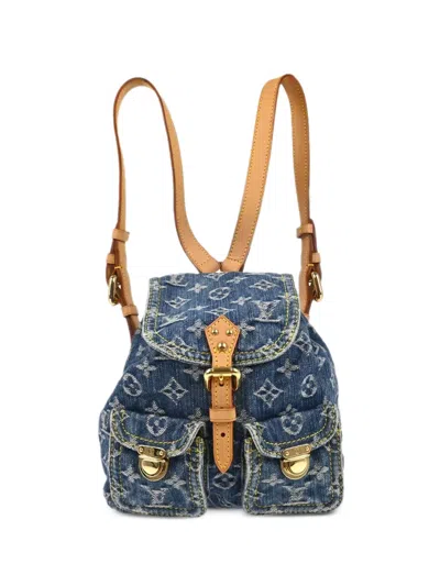 Pre-owned Louis Vuitton 2006 Mini Monogram Denim Sac A Dos Backpack In Blue
