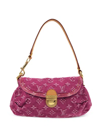 Pre-owned Louis Vuitton 2006 Mini Pleaty Denim Shoulder Bag In Pink