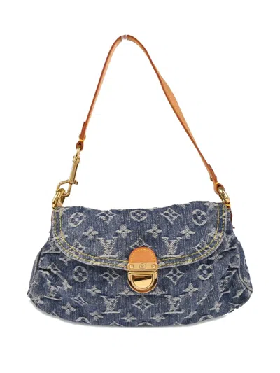 Pre-owned Louis Vuitton 2006 Mini Pleaty Monogram Denim Handbag In Blue