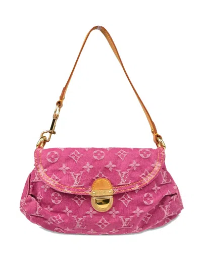 Pre-owned Louis Vuitton 2006 Mini Pleaty Monogram Denim Handbag In Pink