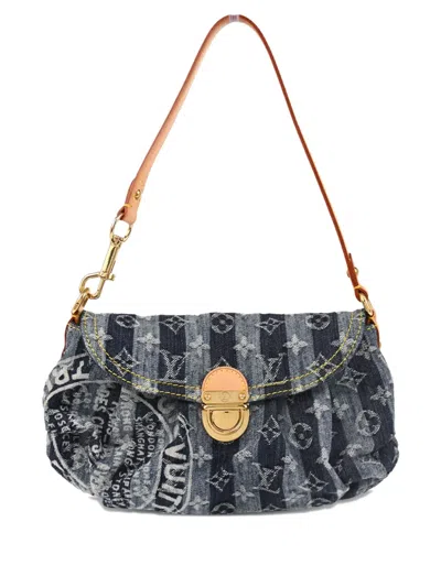 Pre-owned Louis Vuitton 2006 Mini Pleaty Raye Shoulder Bag In Blue