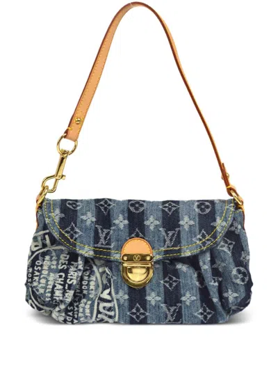 Pre-owned Louis Vuitton 2006 Mini Pleaty Raye Shoulder Bag In Blue