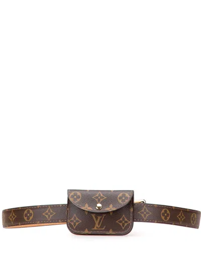 Pre-owned Louis Vuitton 2006 Monogram Ceinture Pochette Solo Belt Bag In Brown