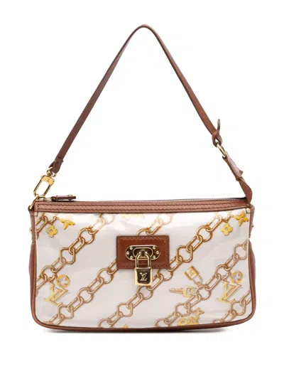 Pre-owned Louis Vuitton 2006 Monogram Charms Pochette Accessoires Handbag In White