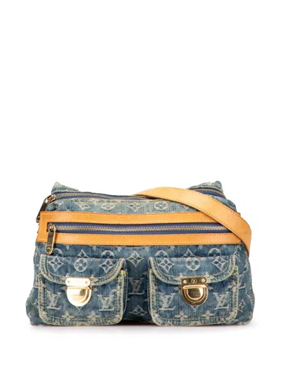 Pre-owned Louis Vuitton 2006 Monogram Denim Baggy Pm Shoulder Bag In Blue