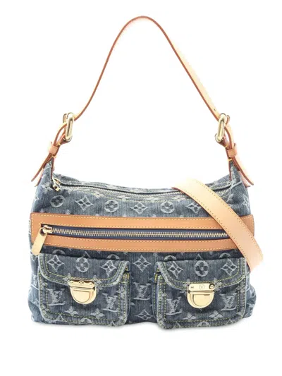 Pre-owned Louis Vuitton 2006 Monogram Denim Baggy Pm Shoulder Bag In Blue