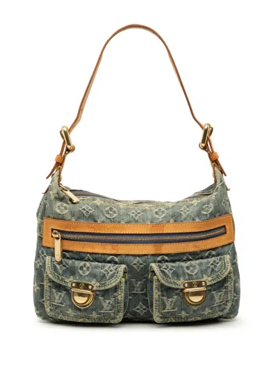 Pre-owned Louis Vuitton 2006 Monogram Denim Baggy Pm Shoulder Bag In Blue