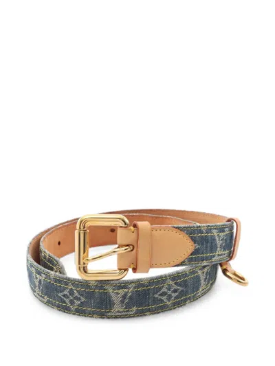 Pre-owned Louis Vuitton 2006 Monogram Denim Belt In Blue