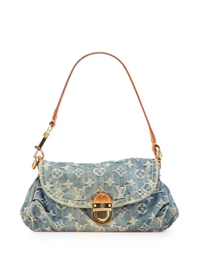 Pre-owned Louis Vuitton 2006 Monogram Denim Mini Pleaty Shoulder Bag In Blue