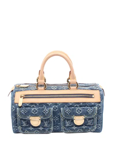 Pre-owned Louis Vuitton 2006 Monogram Denim Neo Speedy 30 Boston Bag In Blue