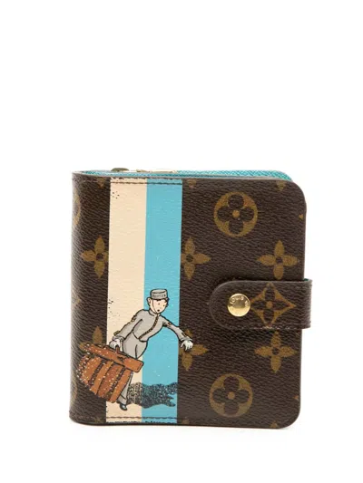 Pre-owned Louis Vuitton 2006 Monogram Groom Compact Zippy Wallet Small Wallets In Brown