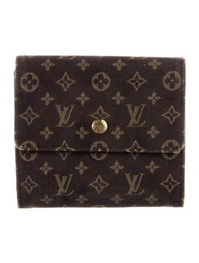 Pre-owned Louis Vuitton 2006 Monogram Mini Lin Pattern Elise Wallet In Brown