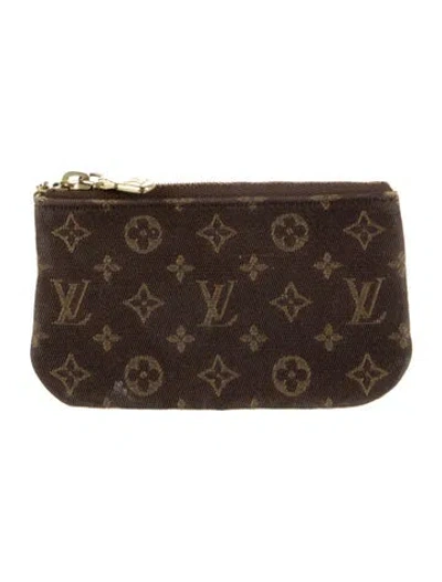 Pre-owned Louis Vuitton 2006 Monogram Mini Lin Pattern Wallet In Brown