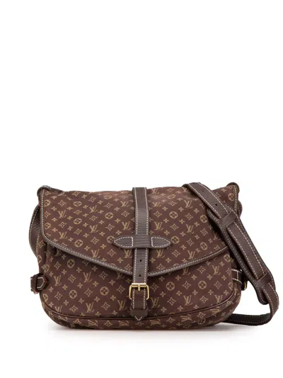 Pre-owned Louis Vuitton 2006 Monogram Mini Lin Saumur 30 Crossbody Bag In Brown