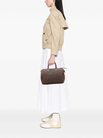 Pre-owned Louis Vuitton 2006 Monogram Mini Lin Speedy 30 Boston Bag In Brown