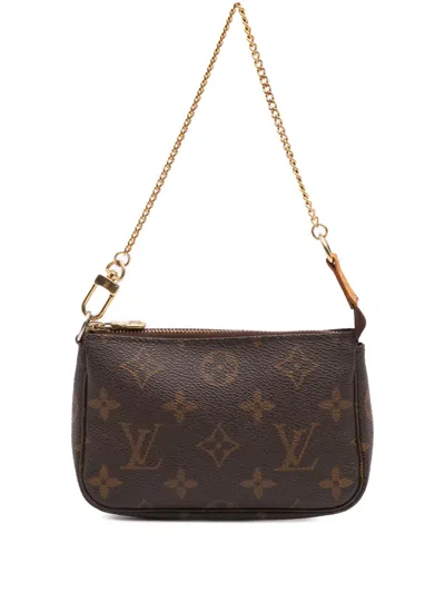 Pre-owned Louis Vuitton 2006 Monogram Mini Pochette Accessoires Handbag In Brown