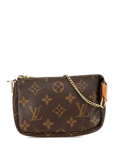 Pre-owned Louis Vuitton 2006 Monogram Mini Pochette Accessoires Handbag In Brown
